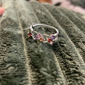 Sterling Silver Multi-stone Flower Ring